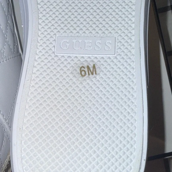 Guess Women's White and Gold Quilted Sneakers - Picture 7 of 9